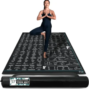 Extra-Large Yoga Mat with Poses - 3X Bigger, Non-Slip, 150 Poses